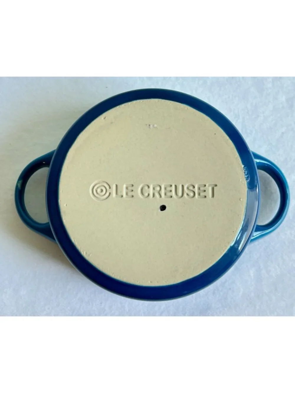 Le Creuset Mini Round Casserole Baker Marseille Blue Stoneware & Lid 8oz Cocotte